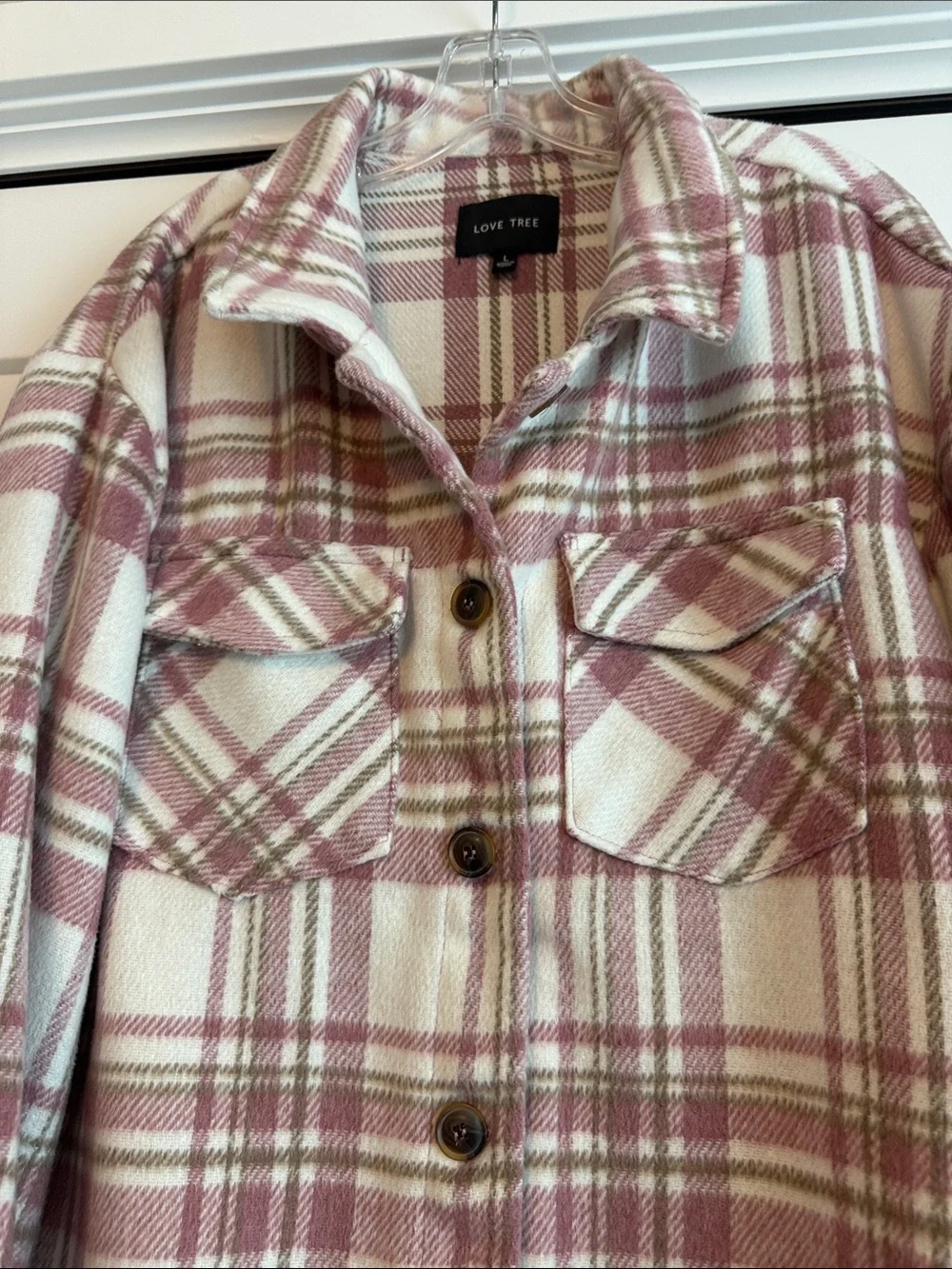 Love Tree Flannel Plaid Button-Front Shacket
